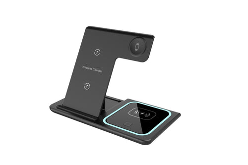 Cargador inalámbrico 3 en 1 para iPhone Smartwatch Audífonos