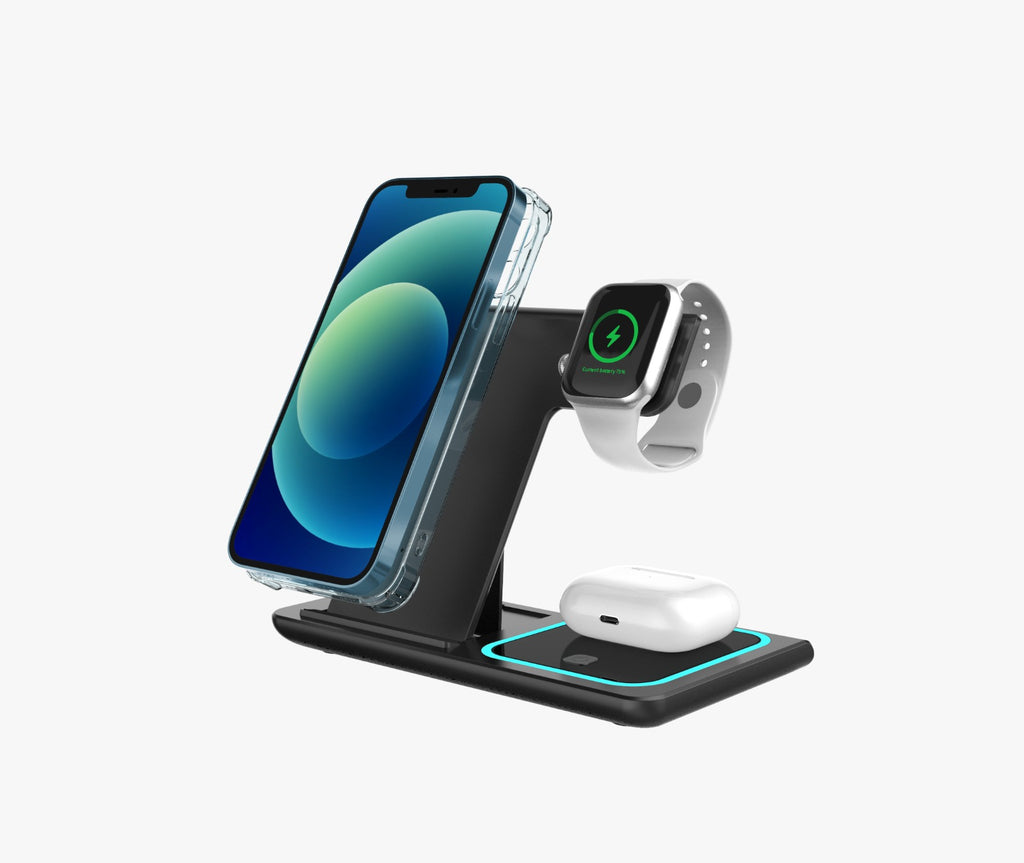 Cargador Inalámbrico Rápido 3 en 1 con Tecnología MagSaf