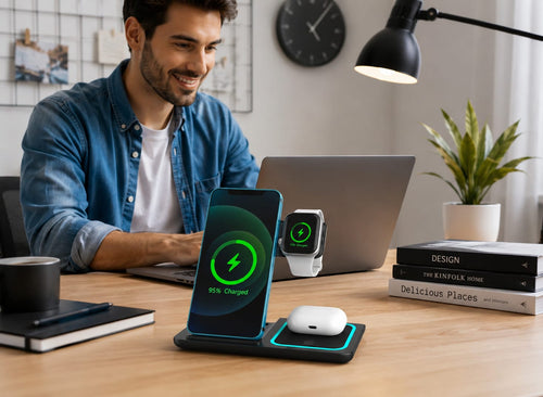 Cargador Inalámbrico Rápido 3 en 1 con Tecnología MagSaf